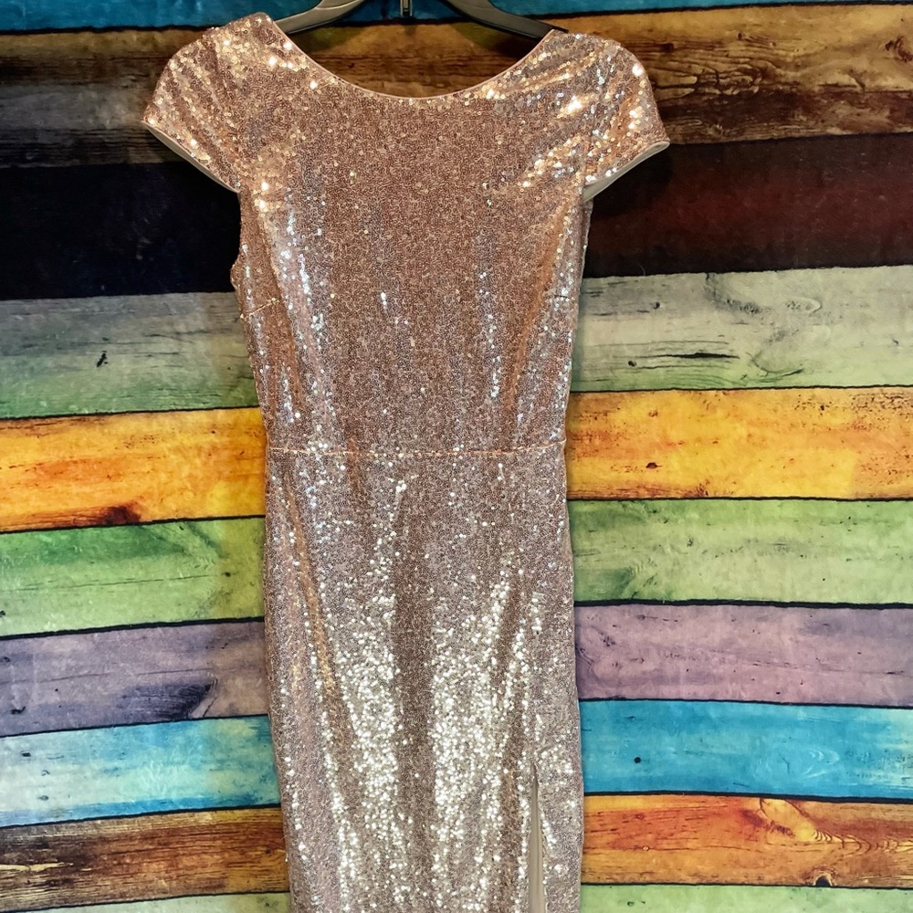 Rose gold sequin dress